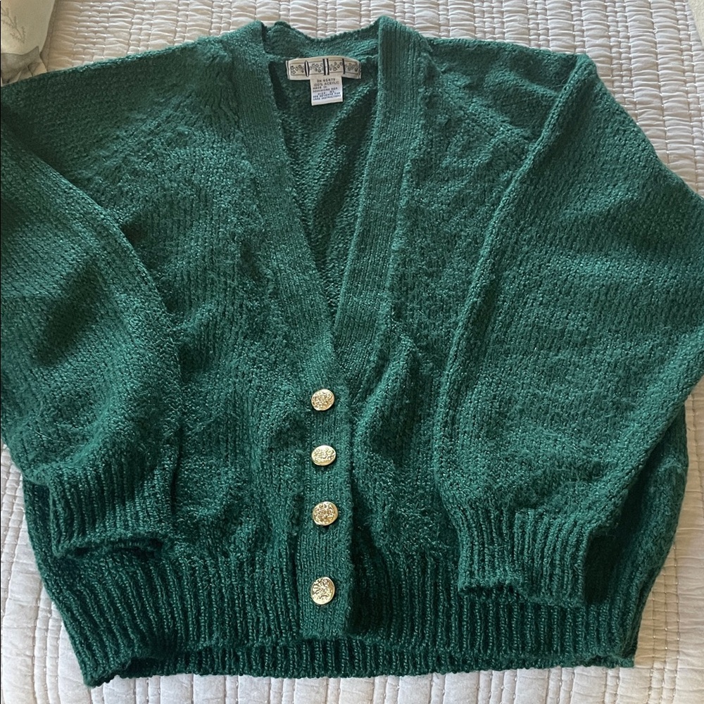 Elegant Forest Green Cardigan by Crystal-Kobe